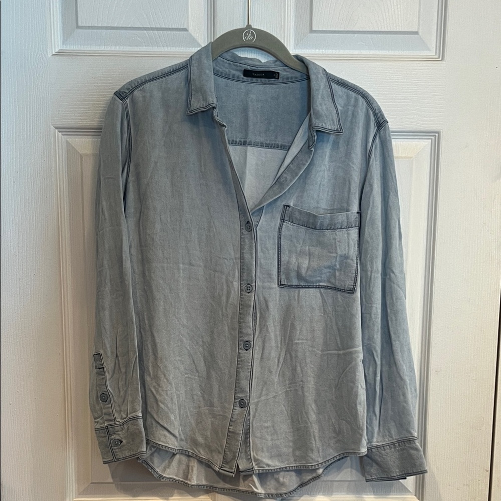 Talula Light Blue Rayon Button Down Shirt